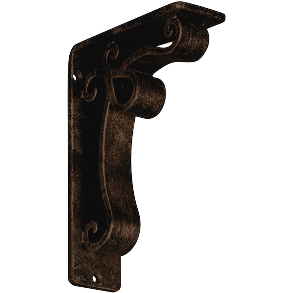 Ekena Millwork Orleans Wrought Iron Bracket, (Triple center brace), Antiqued Bronze 2"W x 5 1/2"D x 8"H BKTM02X05X08TOLABZ - main